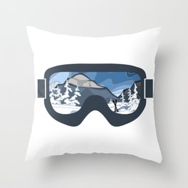 Darkening Winter Skies Goggles | Ski Landscape in a Goggle Frame | DopeyArt Throw Pillow
