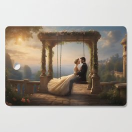 Baroque swing love couple at sunset AI generated Cutting Board