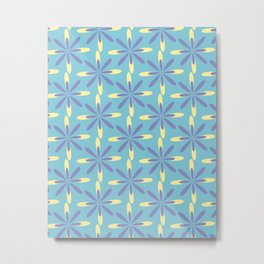 Retro Flowers in Light Blue & Dark Blue Metal Print | Adstract, Flowers, Christmas, 60S, Graphicdesign, Spring, Modern, 70S, Lightblue, Nature 