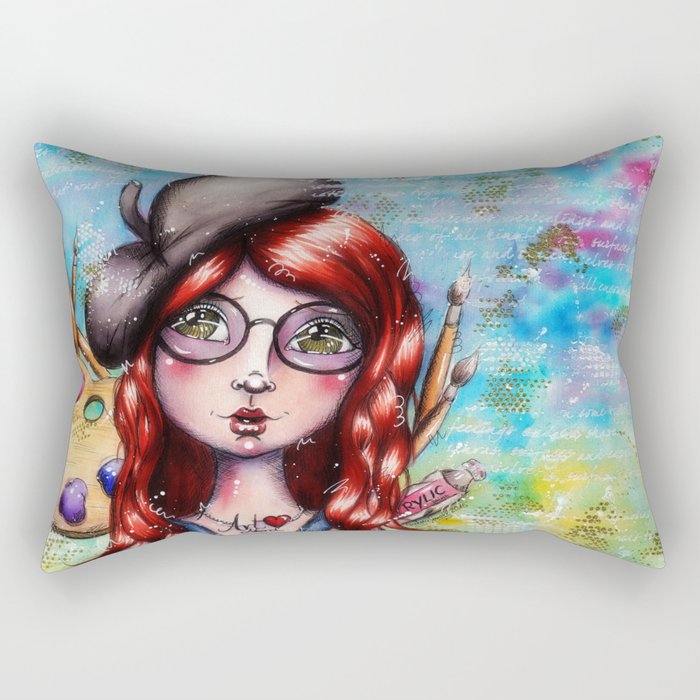 Art Nerd Girl Rectangular Pillow