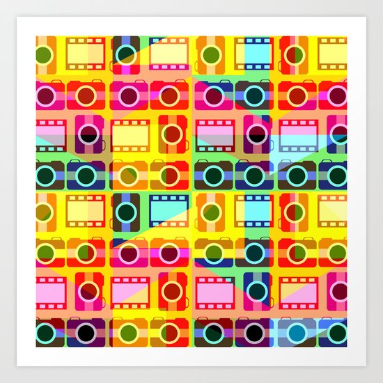 Colorful camera pattern Art Print