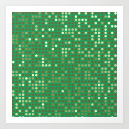 Gold Polka Dots on Green Background Art Print