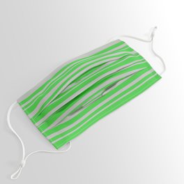 [ Thumbnail: Lime Green & Grey Colored Lined/Striped Pattern Face Mask ]