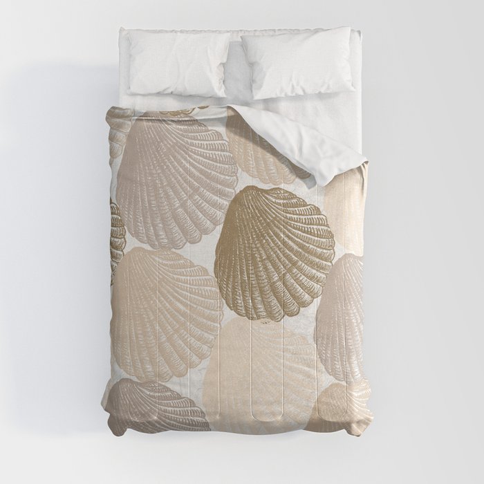 Sea Shells Pattern in Beige and Cream Comforter