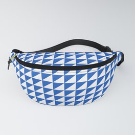 Triangle geometric pattern. White and Sapphire colors. Fanny Pack