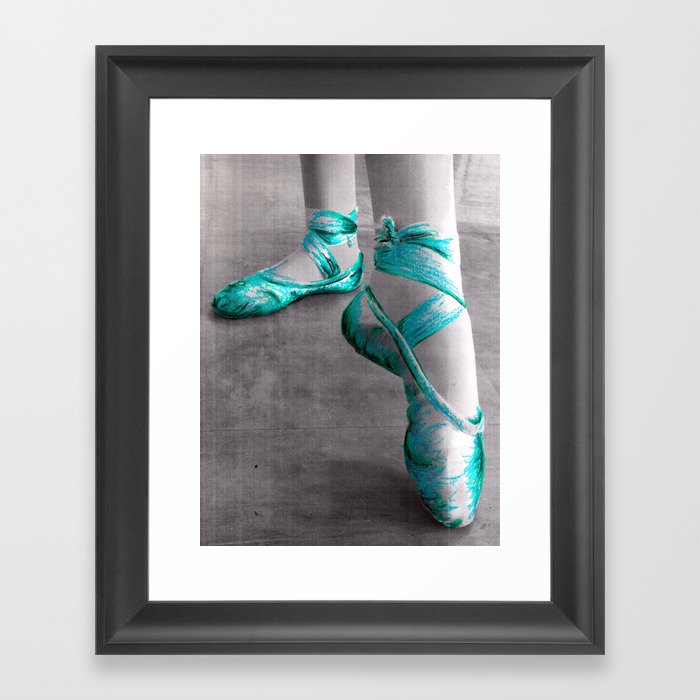 Ballet Shoe Blue Framed Art Print