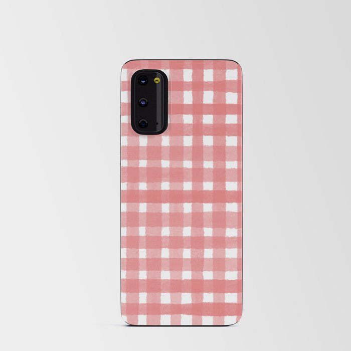 Pink Watercolour Farmhouse Style Gingham Check Android Card Case