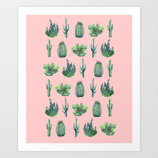 cactus pink Art Print