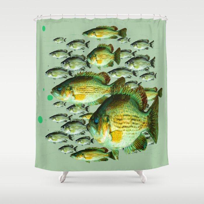Greenish Sea Bass Fishing Graphic Shower Curtain By Sharlesart