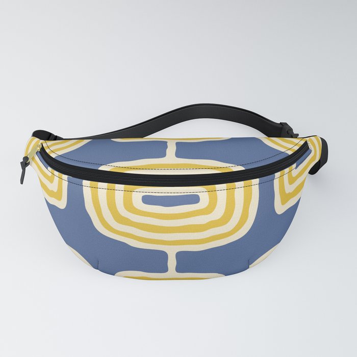 Mid Century Modern Atomic Rings Pattern 134 Blue and Yellow Fanny Pack