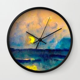 Yellow Moon (Over the Sea) landscape painting by Emil Nolde Wall Clock