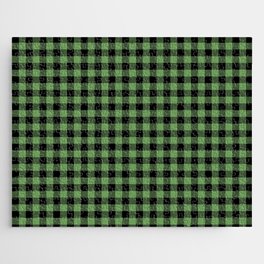 Black and Green Buffalo Plaid Pattern Pairs Coloro 2022 Popular Color Seaweed Green 062-55-25 Jigsaw Puzzle