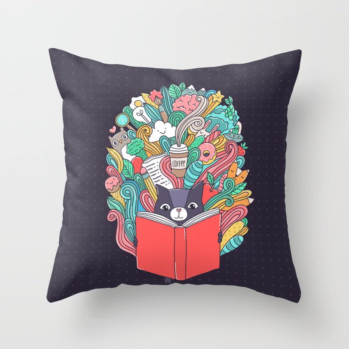 Cat Reading A Book Throw Pillow By Annaalexeeva Society6