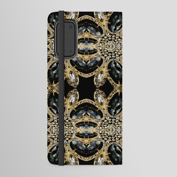  art deco jewelry bohemian champagne gold black rhinestone Android Wallet Case