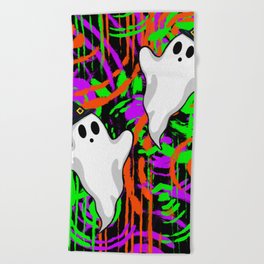 Ghosts Wearing Witch Hats Beach Towel