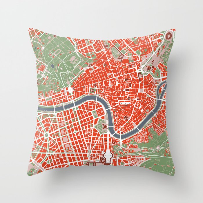 Rome city map classic Throw Pillow