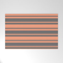 [ Thumbnail: Dim Gray & Light Salmon Colored Lined Pattern Welcome Mat ]