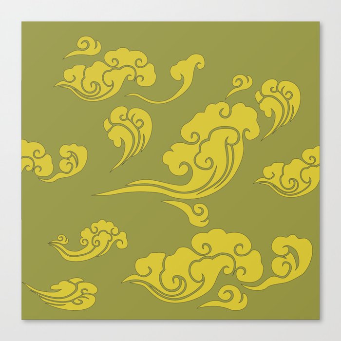 Cloud Swirls - Yellow Canvas Print