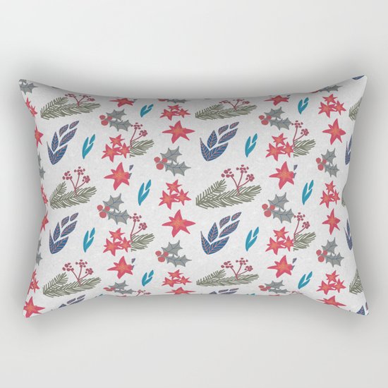 Christmas Floral Rectangular Pillow
