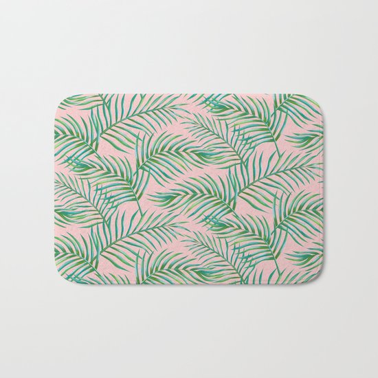 Palm Leaves_Bg Rose Quartz Bath Mat