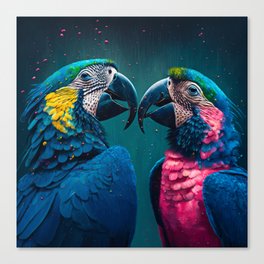 birds love parrots Canvas Print