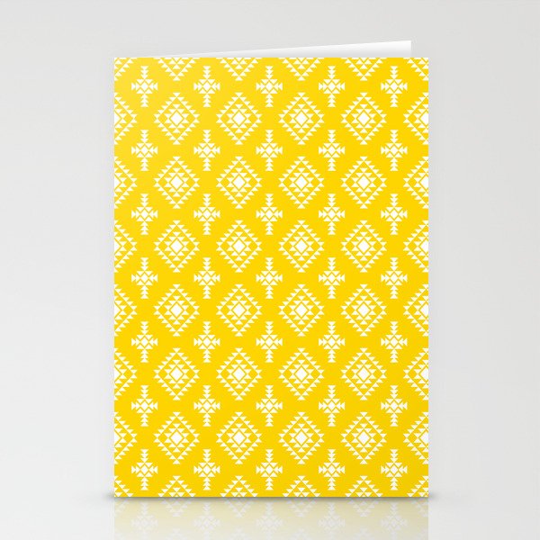Yellow and White Native American Tribal Pattern Stationery Cards