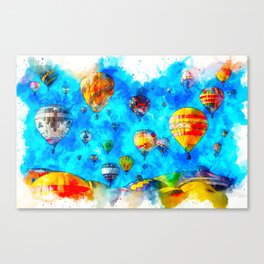 Hot Air Balloon - Sky - Art - Watercolor - Vintage. Little sweet moments. Canvas Print