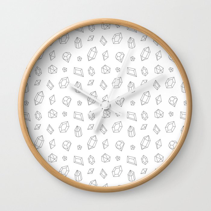 Grey Gems Pattern Wall Clock