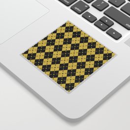 Mustard Yellow And Black Argyle Pattern,Geometric Diamond Abstract, Sticker