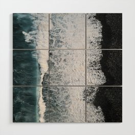 Waves from above on a Black Sand Beach Wood Wall Art