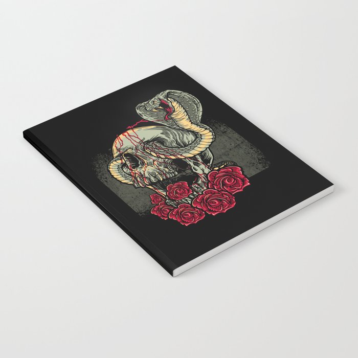 Skull Snake Roses Scary Horror Notebook