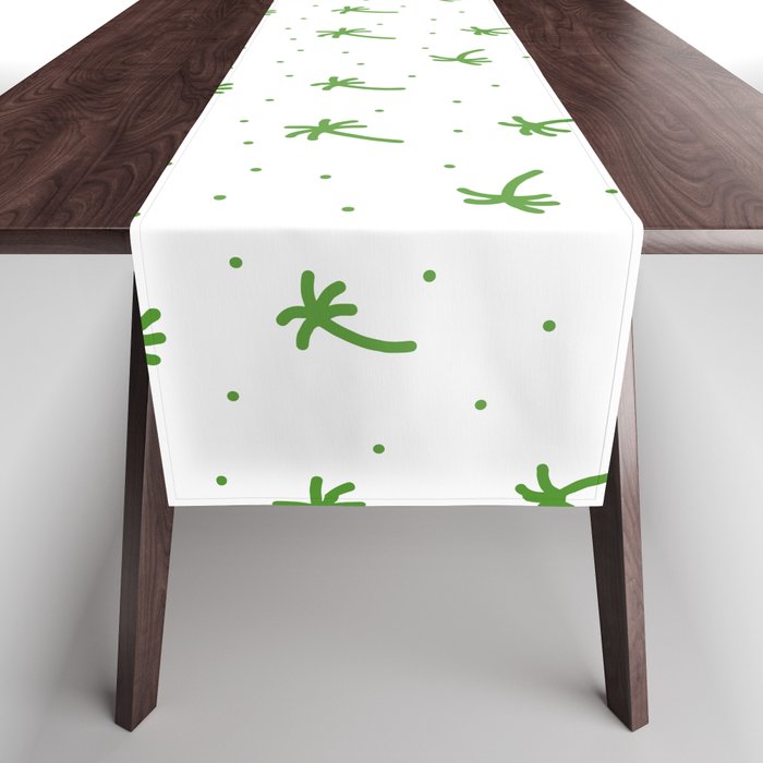 Green Doodle Palm Tree Pattern Table Runner
