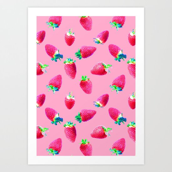 Pink Strawberry Pop Art Print