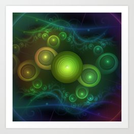 Retrotacular Rainbow Dots in a Fractal Microscope Art Print