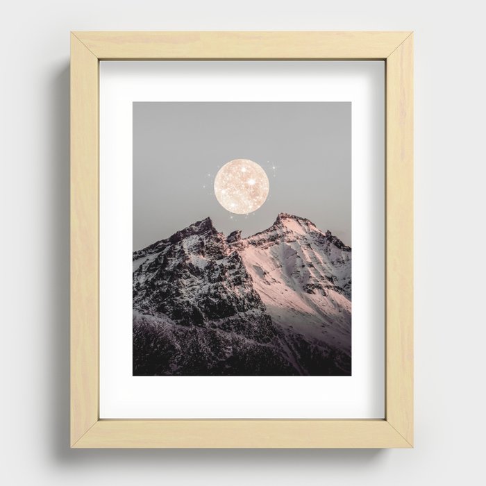 Moon Light Mountain  Recessed Framed Print