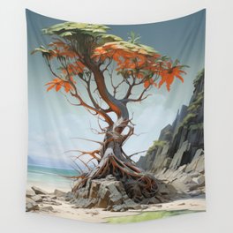 Beach Tree Wall Tapestry