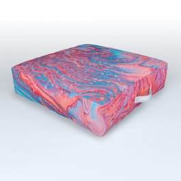 Resonate Outdoor Floor Cushion | Waves, Tranquility, Paint, Water, Pink, Acrylic, Blue, Orange, Painting, Pour 