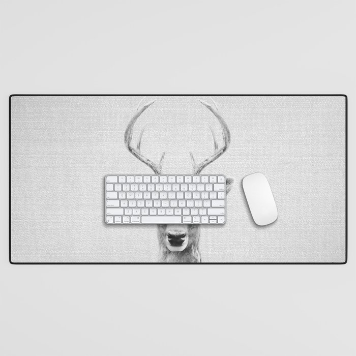 Deer 2 - Black & White Desk Mat