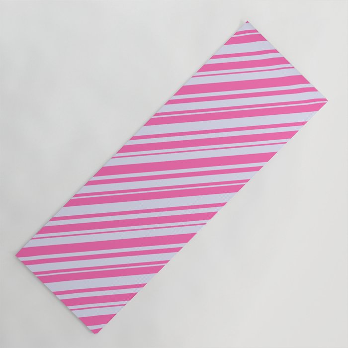 Lavender and Hot Pink Colored Lines Pattern Yoga Mat