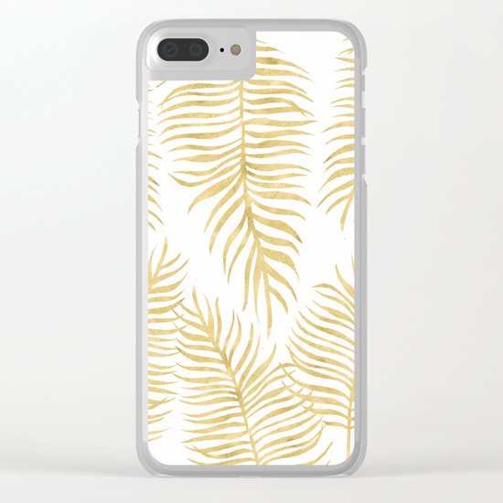 Fern Pattern Gold Clear iPhone Case