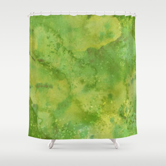Watercolor Lime Green Abstract Hand Painted Pattern Shower Curtain