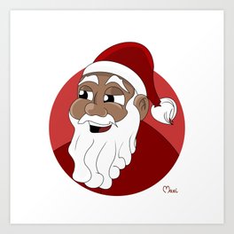Black Santa Cartoon Art Print | People, Illustration, Children 