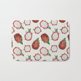 Red dragon fruit on off white Bath Mat
