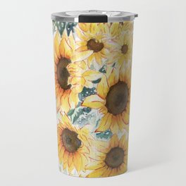 Loose Watercolor Sunflowers Travel Mug