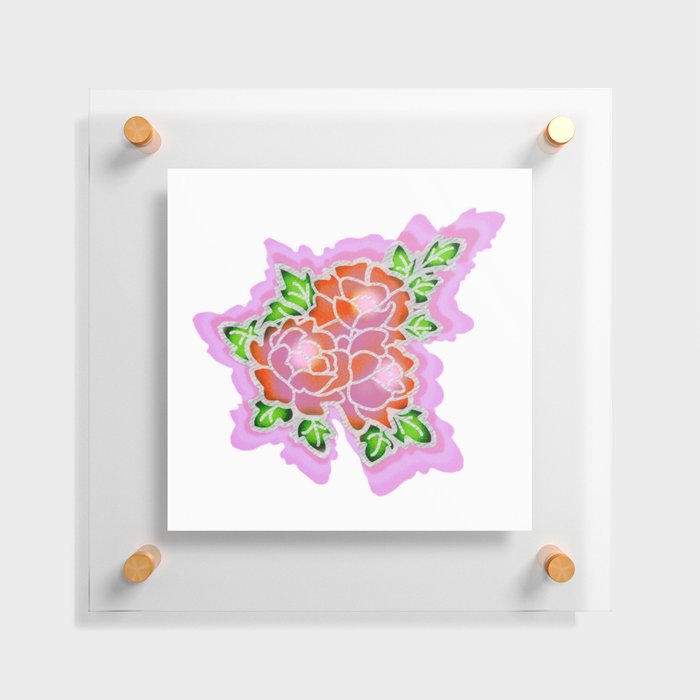 Neon Rose Lace Pattern Floating Acrylic Print