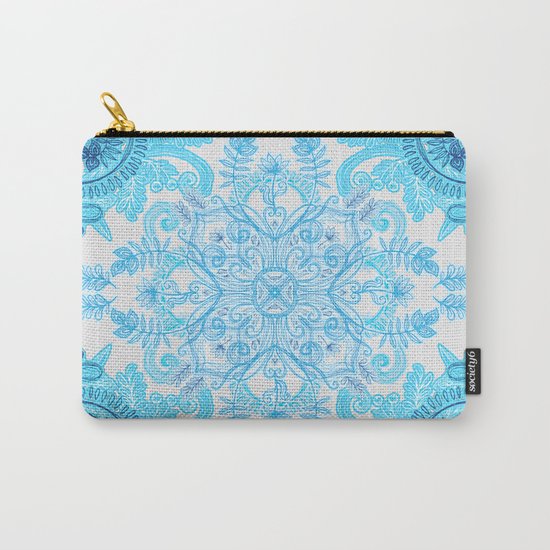 Symmetrical Pattern in Blue and Turquoise Carry-All Pouch
