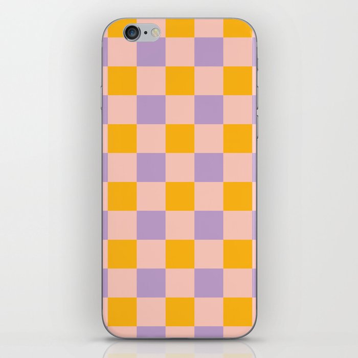 LILAC AND GOLD CHECKERBOARD iPhone Skin