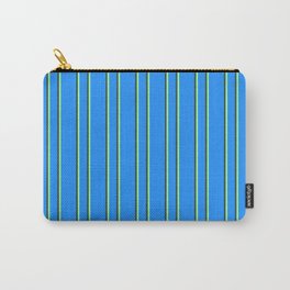 [ Thumbnail: Blue, Green & Dark Slate Gray Colored Lines/Stripes Pattern Carry-All Pouch ]
