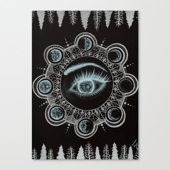 Phases of the Moon Mandala Canvas Print
