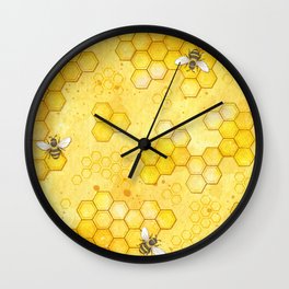 Meant to Bee - Honey Bees Pattern Wall Clock